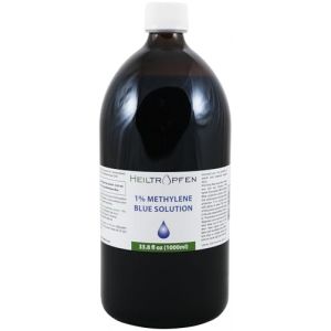 Solution de bleu de m&eacute;thyl&egrave;ne &agrave; 1% - 1000 ml | Ultra Haute Puret&eacute; USP - Test&eacute; par un tiers | Sans formald&eacute;hyde | Methylene Blue | Bouteille en verre | Heiltropfen&reg; (Heiltropfen Lab d.o.o., neuf)