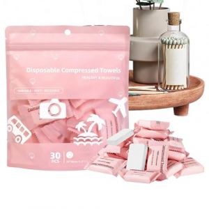Serviettes compress&eacute;es, mouchoirs absorbants portables, ensemble de 30 pi&egrave;ces pour les voyages et un usage quotidien, mini gants de toilette jetables pour salle de bain, h&ocirc;tel, salle de sport, spa, ma (cjuham, neuf)