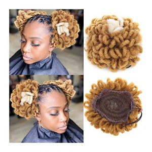 Chignon de Cheveux Chignon synthétique bouclé cordon queue de cheval extensible brosse à cheveux pince chignon tresse for les femmes noires (haikouhua, neuf)