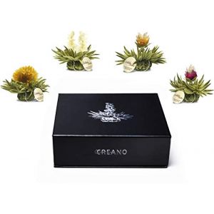 Creano Coffret Cadeau avec Fleurs de Th&eacute; Th&eacute;lini dans Une Bo&icirc;te Magn&eacute;tique - Th&eacute; Blanc - 6 Fleurs de Th&eacute; avec 4 Sortes diff&eacute;rentes (Creano, neuf)