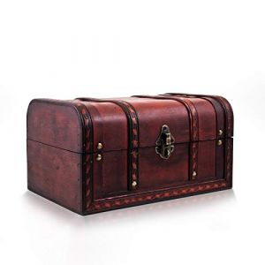 infinimo Caribe Coffre au trésor avec Cadenas et clé - Coffre en Bois 28 x 19 x 15 cm - Idéal comme boîte Cadeau pour Mariage et Anniversaire (DCapital, neuf)