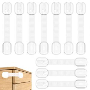 Septeamay Lot de 10 Bloque Porte B&eacute;b&eacute;, Securite Placard Enfant avec Adh&eacute;sif Fort, Bloc Porte Securite Bebe, Bloque Tiroir Placards S&eacute;curite Protection Bebe pour armoires, tiroirs, r&eacute;frig&eacute;rateur, blanc (SEPTech, neuf)