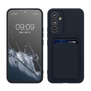 kwmobile Housse Compatible avec Samsung Galaxy A54 5G Coque - Housse de t&eacute;l&eacute;phone avec Compartiment Carte en Silicone - Bleu fonc&eacute; (SX-Commerce, neuf)