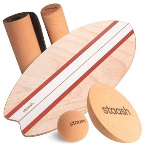 STAASH&reg; Balance Board en Bois &ndash; Starter ou Kit Complet &ndash; Planche d&rsquo;&Eacute;quilibre pour Fitness, Yoga & Surf &ndash; Accessoires + Vid&eacute;os &ndash; Enfants & Adultes (Orange - Pro) (STAASH, neuf)