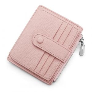 REETEE Porte Carte de Cr&eacute;dit Cuir V&eacute;ritable Homme Femme RFID Blocage Portefeuille Cuir Petit Porte Carte Slim avec Poche &agrave; Monnaie, Porte Feuille avec 14 Emplacements et Petit Porte Monnaie (Rose) (REETEE, neuf)