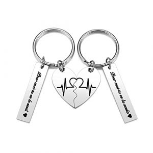 PiercingJak 2PCS Porte-cl&eacute;s C&oelig;ur Couple Amoureux Amour Personnalis&eacute; Grav&eacute; Pour Moi Tu Es Le Seul Puzzle S&eacute;parable Trousseau Pendentif Acier Inoxydable Cadeau Anniversaire Saint-Valentin-Argent (KKCAT, neuf)