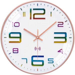 VINILITE Horloge Murale Radio Pilotée de 30cm avec Movement Silencieux et sans Tic-Tac Moderne Pendule Murale à Grands Chiffres pour Salon, Cuisine, Bureau, Chambre (HEYUANXH-EU, neuf)