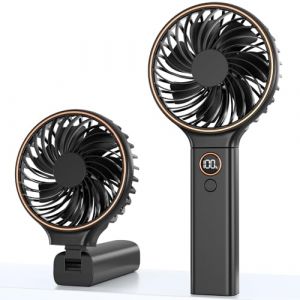 POIFL Mini Ventilateur, 4000mAh Ventilateur Portable, 6 Vitesses Ventilateur USB Silencieux, Autonomie 24H, Ventilateur de Bureau Pliable Pour Bureau, Voyage, Extérieur, Cours (Noir) (Qikuku479, neuf)