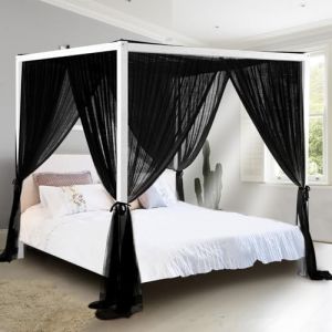 South to East Rideaux de lit à baldaquin Noirs à 4 d'antgle pour Adultes, Moustiquaire pour lit, Rideaux de lit Luxueux pour décoration de Chambre, Polyester indéchirable, faciles à Installer (South to East Household & Outdoor, neuf)
