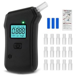 Ethylotest Electronique Homologué NF Ethylometre Éthylotest + Ethylotest Jetable Alcootest Électronique Écran LCD Numerique Test Alcoolémie Homologue Français Portable Personnel avec 15 Embouchures (hai nan hui jun ke ji you xian gong si, neuf)