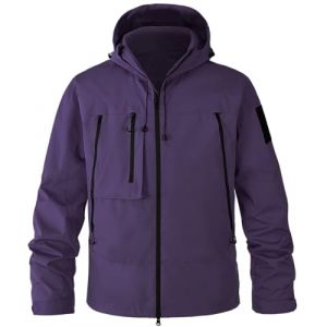 WINKEEY Veste Homme Imperm&eacute;able avec Capuche Coupe-Vent L&eacute;ger Manteau Pluie pour Randonn&eacute; Camping P&ecirc;che, Violet L (WINKEEY, neuf)