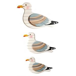 HUVZOR 3 Pi&eacute;ces D&eacute;coration Murale Mouette, Decor Mouettes, D&eacute;coration Murale en Bois, Art Mural Sur Le Th&egrave;me pour Salon, Chambre &agrave; Coucher, Salle de Bain, Couloir, Maison de Vacances (Volumetech OU, neuf)