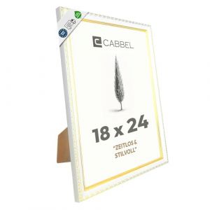 CABBEL Cadre Photo CELI Blanc-Or 18x24 cm &ndash; Cadre Baroque Vintage avec Verre Acrylique Incassable, Style Classique pour Salon, Chambre ou Bureau (Seller4Ever, neuf)