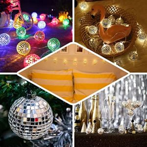 1M 10LED Guirlande Lumineuse Boule Disco, Guirlande Lumineuse LED Polyvalente Boule Miroir Boule Disco Lumi&egrave;res Sc&egrave;ne Lampe De R&eacute;flexion Batterie Style Ext&eacute;rieur Int&eacute;rieur F&ecirc;te D&eacute;coration Mariage Nouv (Weekends shop, neuf)