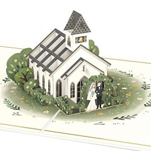 papercrush&reg; Carte pop-up pour mariage - Carte de mariage 3D avec couple de mari&eacute;s et &eacute;glise, carte de v&oelig;ux &eacute;l&eacute;gante et originale pour c&eacute;r&eacute;monie religieuse, cadeau en argent pour voyage de mariage (papercrush, neuf)