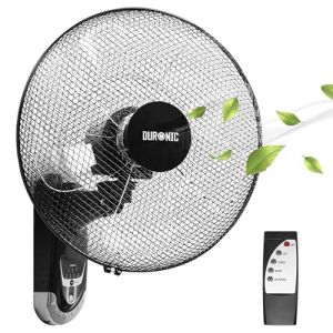 Duronic FN55 BK Ventilateur mural 60W | 5 P&acirc;les de 40cm | T&ecirc;te oscillante avec minuteur | 3 Vitesses | T&eacute;l&eacute;commande | Moteur puissant et silencieux | Support mural coulissant d&eacute;montable &agrave; la vol&eacute;e (DuronicEU, neuf)