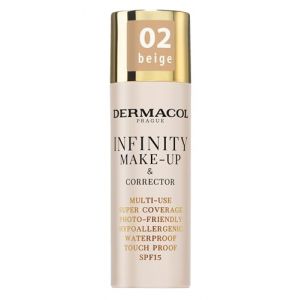 Dermacol Infinity maquillage et correcteur, Multi-usages, Super couvrance, Adapté à la photo, Hypoallergénique, Waterproof, Touch-proof, SPF 15, 02 - Beige (DERMACOL, neuf)
