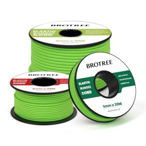 Brotree Cordon Elastique Corde Élastique 2mm x 10m Fil Elastique Couture Sandow Elastique Rond pour Bracelet, Couture, Perle, Collier, Bijoux, Chapeaux, Tente et Sac Dos - Vert Fluo (Brotree EU, neuf)