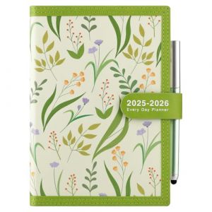 Mljtoyo Agenda scolaire journalier 2025-2026 de juillet 2025 à juin 2026, format A5, une page par jour, avec stylo, autocollants, poche arrière, 3 marque-pages, vert (Creative Life EU Store, neuf)