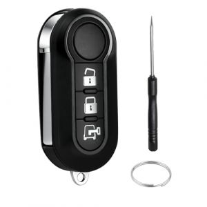 Coque Cle pour Fiat 500, Télécommande Boîtier de Remplacement Clés 3 Boutons avec Tournevis et Porte-clés pour Fiat 500L 500C Ducato Doblo Panda Punto Lancia Delta Grande (ShiHuoXin, neuf)