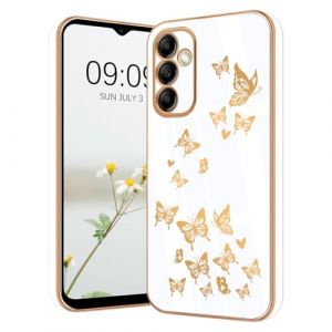 Lonrapa Coque pour Samsung Galaxy S24 FE 5G &Eacute;tui avec Motif de Or Papillon et Amour Coque Fille Femme Cover Silicone Galvanis&eacute; Housse de Protection Antichoc Case pour Galaxy S24 FE 5G - Papillon Blanc (Lonrapa, neuf)