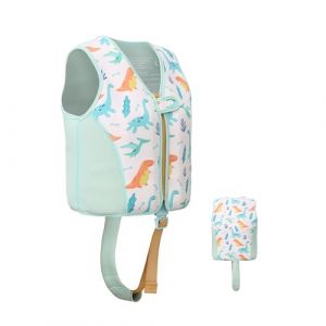 Gilet de Natation Aide &agrave; la flottabilit&eacute; pour Enfants 3 &agrave; 6 Ans, UPF 50+，Motif Dinosaure, Fermeture &Eacute;clair S&eacute;curis&eacute;e et Ceinture Ajustable, Mati&egrave;re de Haute qualit&eacute; sans Chimiques nocifs (La haut, neuf)