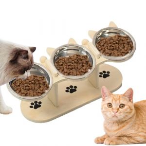 Yplkm Bol &Agrave; Chien Sur&eacute;lev&eacute; - Support en Bois Abreuvoir Inclin&eacute;,Gamelle Chat Support Station Alimentation Chien | pour Nourrir Les Petits et Moyens Animaux en Int&eacute;rieur et Ext&eacute;rieur (yuche, neuf)