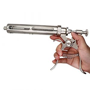 Seringue réglable en continu pour bovins, chèvres, cochons - injecteur de pistolet à seringue - 30 ml/50 ml - Dosage automatique précis - Plaqué chrome (XYJP Store, neuf)