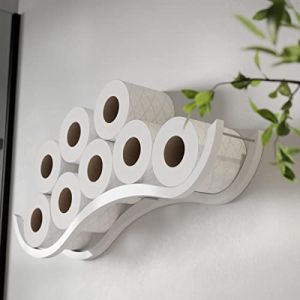 Porte-Papier Toilette en Bois - Étagère en Bois pour Papier Toilette - Blanc (SecretIngredient, neuf)