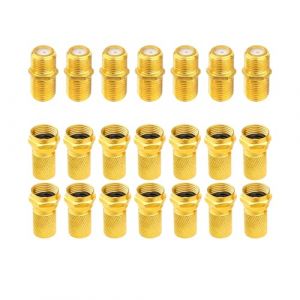 Pevlkawr Fiche F Coaxial Raccord F Coud&eacute;, Adaptateur C&acirc;ble Satellite, Adaptateur Cable Coaxial, Cable Antenne TV Raccord Prise, 7 T&ecirc;tes De C&acirc;ble F81 Et 14 Connecteurs RG6F (GeDaHongBao, neuf)