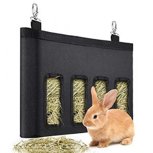 Sac Foin Lapin Sac Foin Suspendus Sac de Foin Mangeoire Distributeur de Foin pour Lapin Sac d'alimentation pour Lapin Foin Mangeoire avec 4 Fenêtres pour Lapins Hamsters Cochons D'inde Petits Animaux (VCCAHIJK, neuf)