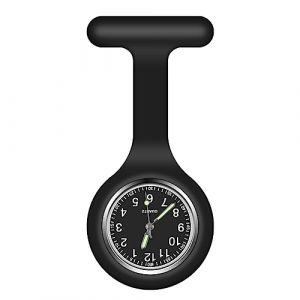 Vicloon Montre à Gousset D'infirmière, Infirmière Montre Broche en Silicone avec Broche pour Infirmières et à Tout Autre Professionnel de la Santé Noir (BEST-SELLER5, neuf)