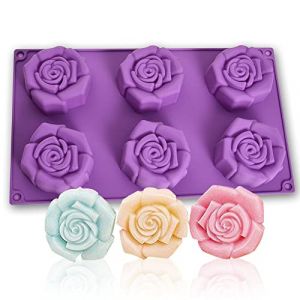WishesMar Moule &agrave; G&acirc;teau en Silicone 6 Cavit&eacute;s Forme de Rainure de Fleur Rose - Antiadh&eacute;sif Moules &agrave; Forme Sp&eacute;cifique de Cuisine Moule en Silicone pour P&acirc;tisserie, Savons, Dessert, D&eacute;coration (Nicemeet999, neuf)