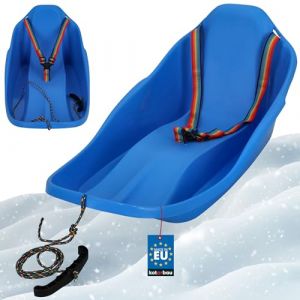 KOTARBAU&reg; Luge Enfant - Plastique - 72x37x32 cm - Bleu - Sled - Traineau Enfant - Luge - Traineau a Neige - avec Dossier et Ceinture - avec Corde pour Tirer dans la Neige (KOTARBAU, neuf)