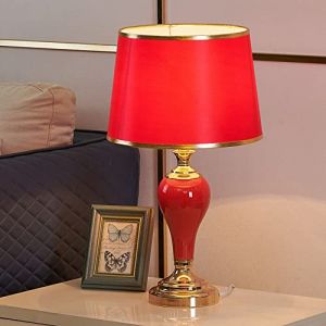 Chao Zan Lampe de table, lampe 1xE27, max.60,0 W Tissu, Multicouleur, Corps: Céramique,Rouge Ø:30,0cm, H:54,0cm IP20,apporter Interrupteur de cordon,Lampe de Chevet,Ampoule non incluse (Chao Zan Maoyi, neuf)