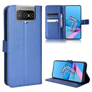 Coque Cuir pour ASUS Zenfone 7 Pro Coque Housse Etui Cover,Coque pour ASUS Zenfone 8 Flip ZS671KS ASUS_I002DD ZS672KS I004D Coque Etui en Cuir PU pour t&eacute;l&eacute;phone Portable Blue (Jielangxin, neuf)