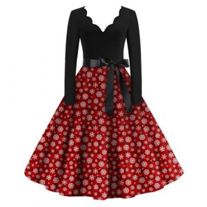 Robe Femme Chic et Elegant Robe Femme Longue Hiver Deguisement Mere Noel Enfant déguisement Sapin de noël Adulte Robes Nuisette Mere Noel mère noël Tenue Mariage Hiver Chic Tenue de Fete Costume Sexy (PeijIExun, neuf)