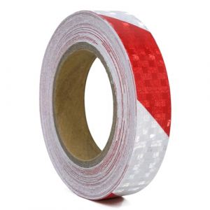 XFXIA Ruban Reflechissant Adhesif Rouge et Blanc 2.5cm x 20m Bande Reflechissante Autocollante Imperméable Bande Réfléchissante pour véhicules, voitures, remorques, extérieur (fexia, neuf)