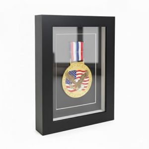 Vitrine &agrave; m&eacute;dailles &ndash; Bo&icirc;te d&rsquo;affichage noire en bois avec face en verre, bo&icirc;te &agrave; m&eacute;dailles militaires pour sportifs, coureurs, &eacute;tudiants et collectionneurs &ndash; Support mural et support de bureau (zihua+, neuf)