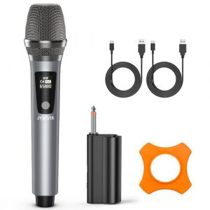 JYX Microphone sans Fil UHF, Jack 6,35 mm, Micro Dynamique pour Karaoké avec Récepteur Rechargeable. Microphone à Main pour Karaoké, Compatible avec DVD, pour Fêtes, Discours, Mariages (SMALLFLOWER LIMITED, neuf)