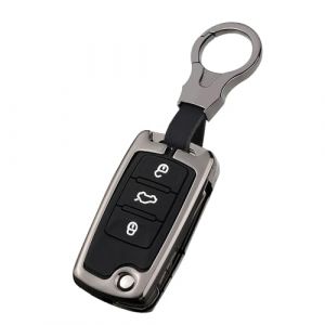 Sucxyor Compatible avec Volkswagen Coque Protection Clé VW Golf 4/5/6 Polo Up Jetta Alliage de Zinc Coque de Couverture de clé Passat T*iguan Skoda Seat Leon étui pour clé avec Porte Clés (Xiongyao Store, neuf)