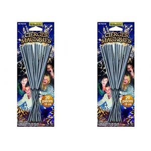 Lot de 40 Cierges magiques sous blisters - longueur 17 cm - longueur utile 8 cm - durée unitaire 45 secondes - décoration d'artifice de gateau pour l'intérieur catégorie 1, Sans Parfum (La Grotte aux Trésors Minéraux, neuf)