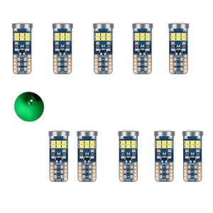 YOUNLEN 10 Pieces Ampoule LED W5W T10 194 (Vert),Ampoule T10 LED,Canbus Sans Erreur,12V,396LM,18SMD 2016 Puces,168 Ampoule LED,Conception Non Polaire,éClairage IntéRieur De Voiture,Plafonnier (YOUNLEN Store, neuf)