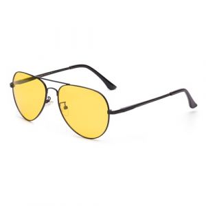 Myiaur Lunettes de conduite de nuit pour femme - Lunettes polaris&eacute;es jaunes avec protection anti-&eacute;blouissement - Double pont en m&eacute;tal - Id&eacute;ales pour la conduite de nuit et les conditions (MYIAUR EU, neuf)