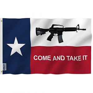 Anley Fly Breeze 3x5Pi Drapeau Come and Take It Texas-Couleur Vive R&eacute;siste aux UV-Ent&ecirc;te en Toile/Double Couture-Drapeau Carabine M4 en Polyester, &oelig;illet en Laiton 3X5Pi (ANLEY FR, neuf)