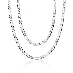 Aka Gioielli® - Chaîne Maille Figaro 5mm Argent Sterling 925 Rhodié - Collier Homme Femme - 65 cm de long (Aka Gioielli®, neuf)