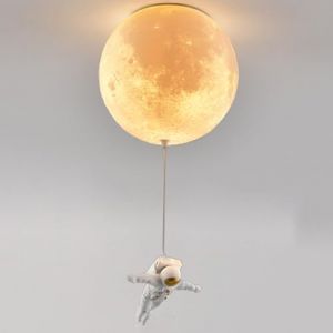 SWEMOPP Lustre de chambre à coucher pour enfants, luminaire de plafond, boule de lait blanche, impression 3D, lune, planète, astronaute, plafonnier pour chambre de garçons, suspension pour enfants, po (jingpinwujinxiaodian, neuf)