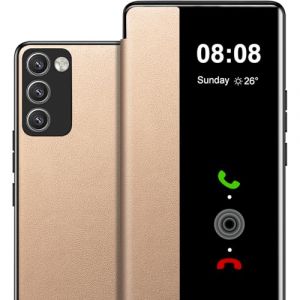 Fciaeytou Coque pour Samsung S20 Etui &agrave; Rabat pour Samsung Galaxy S20 Coque Clapet Protection Case S20 Flip Folio Clear View Cover Mince 360 Full Body Antichoc Housse 5G/6.2" (Dor&eacute;) (ZhuChuangYouSuJiaoZhiPinYouXianGongSi, neuf)