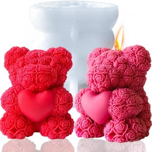 Moule Silicone Bougie,Moule Bougie Ourson,Moules en silicone pour ours Faciles &agrave; D&eacute;mouler,pour la Bougies parfum&eacute;es,cadeaux de Saint-Valentin,Artisanat en R&eacute;sine moules &agrave; savon (XL) (JDH Silicone FR, neuf)