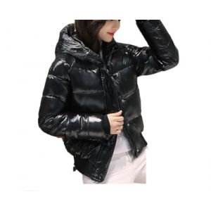 Doudoune brillante et douce en fausse fourrure pour femme - Doudoune chaude et &eacute;paisse, Pas de fourrure, noir, L (luohaman, neuf)